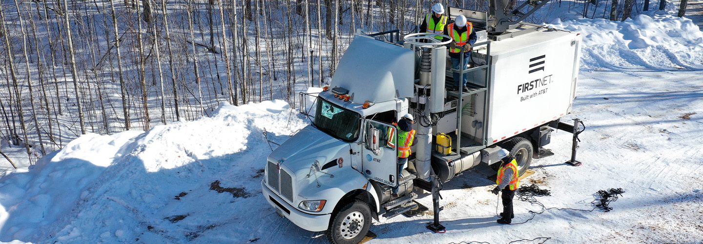 FirstNet SatCOLT in a snowy area during a race